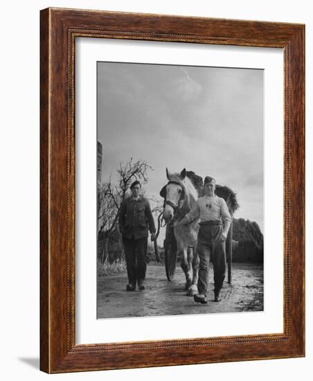 German Prisoner of War Working as Farm Hand for French Farmer-null-Framed Photographic Print