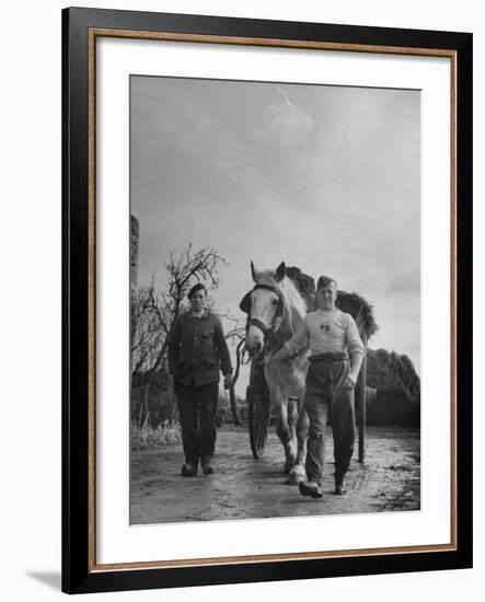 German Prisoner of War Working as Farm Hand for French Farmer-null-Framed Photographic Print