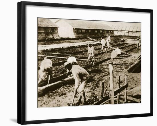 German Prisoners Build Barracks for the Americans-null-Framed Photographic Print