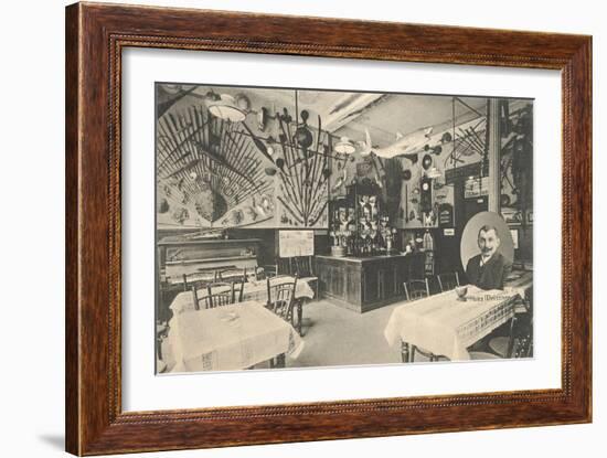 German Restaurant with Cluttered Walls-null-Framed Art Print