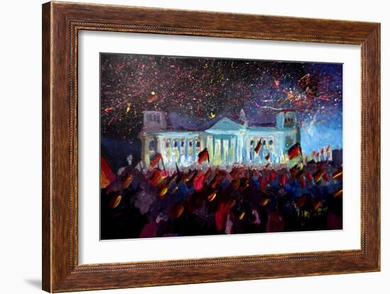 German Reunification Party in Berlin with Firework-Markus Bleichner-Framed Premium Giclee Print