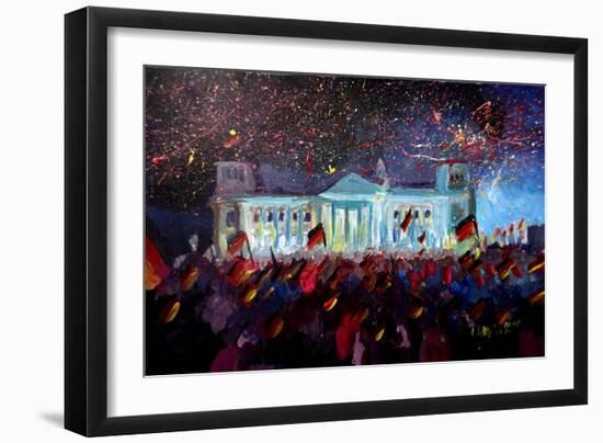 German Reunification Party in Berlin with Firework-Markus Bleichner-Framed Premium Giclee Print