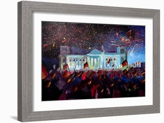 German Reunification Party in Berlin with Firework-Markus Bleichner-Framed Art Print