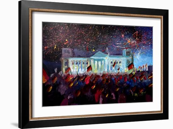 German Reunification Party in Berlin with Firework-Markus Bleichner-Framed Art Print