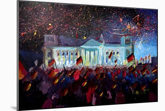 German Reunification Party in Berlin with Firework-Markus Bleichner-Mounted Art Print