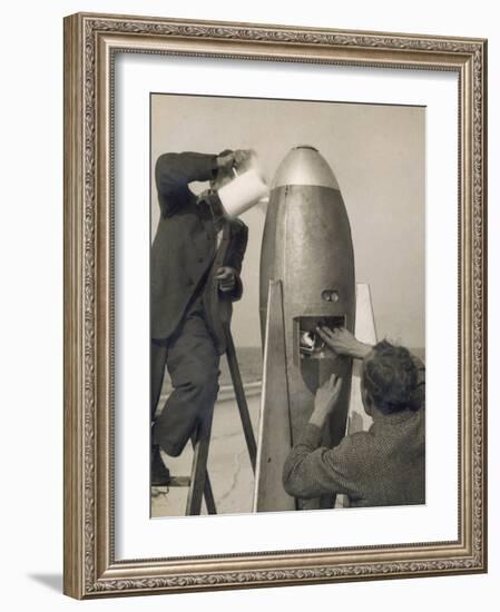 German Rocket Experiments on a Windswept Spit of Land, Filling the Device with Its Chemical Fuel-null-Framed Photographic Print