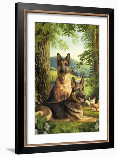 German Shepards/Chicken-Dan Craig-Framed Giclee Print