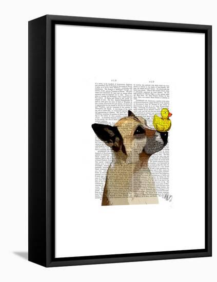 German Shepherd Dog and Duck-Fab Funky-Framed Stretched Canvas