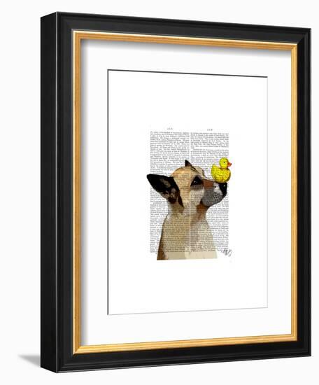 German Shepherd Dog and Duck-Fab Funky-Framed Art Print