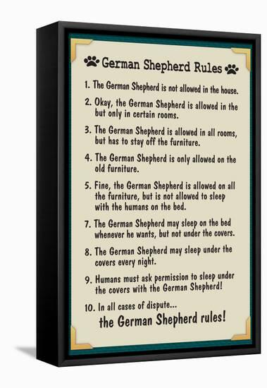 German Shepherd House Rules-null-Framed Stretched Canvas