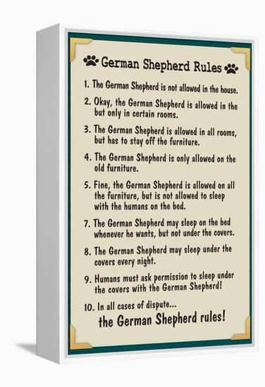 German Shepherd House Rules-null-Framed Stretched Canvas