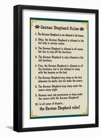 German Shepherd House Rules-null-Framed Art Print