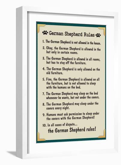 German Shepherd House Rules-null-Framed Art Print