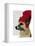 German Shepherd in Red Woolly Hat-Fab Funky-Framed Stretched Canvas