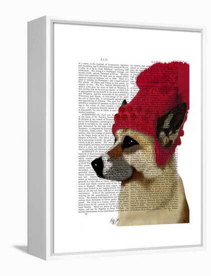 German Shepherd in Red Woolly Hat-Fab Funky-Framed Stretched Canvas