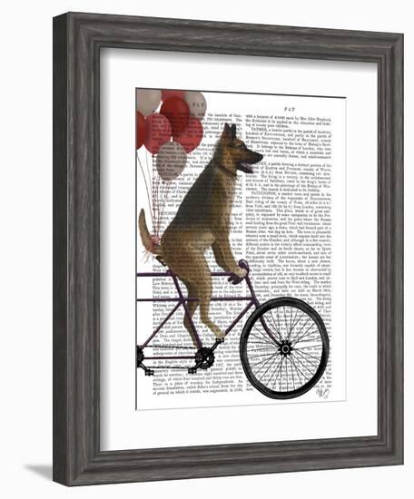 German Shepherd on Bicycle-Fab Funky-Framed Art Print