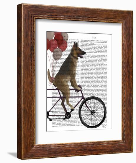 German Shepherd on Bicycle-Fab Funky-Framed Art Print