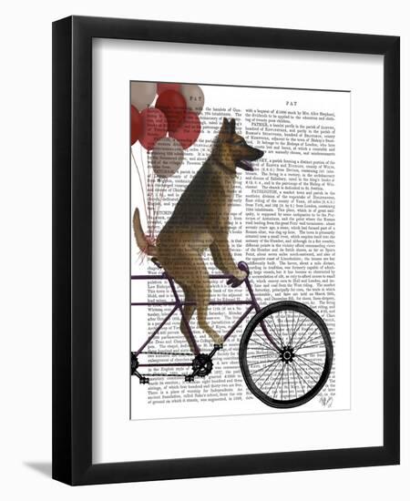 German Shepherd on Bicycle-Fab Funky-Framed Art Print