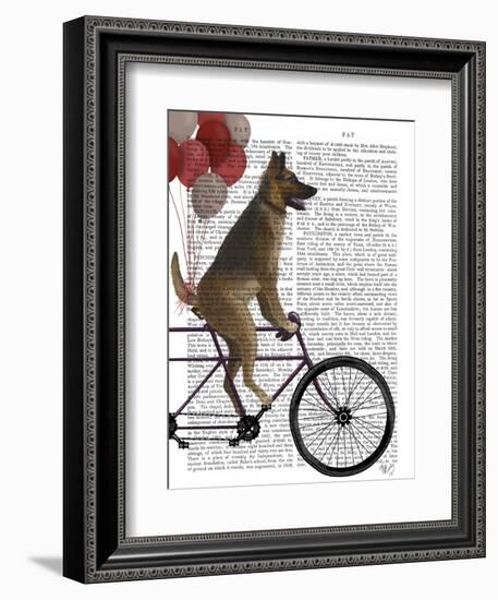 German Shepherd on Bicycle-Fab Funky-Framed Art Print