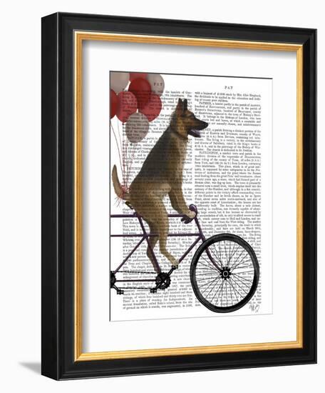 German Shepherd on Bicycle-Fab Funky-Framed Art Print