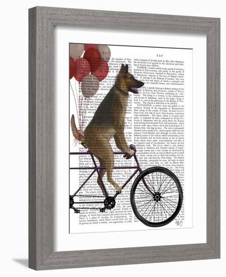 German Shepherd on Bicycle-Fab Funky-Framed Art Print