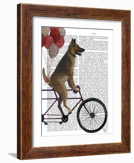 German Shepherd on Bicycle-Fab Funky-Framed Art Print