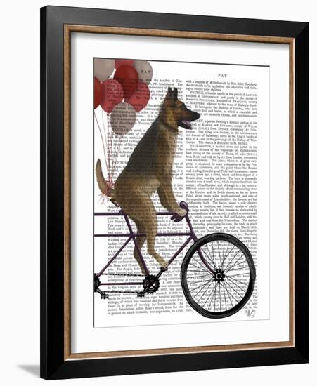 German Shepherd on Bicycle-Fab Funky-Framed Art Print