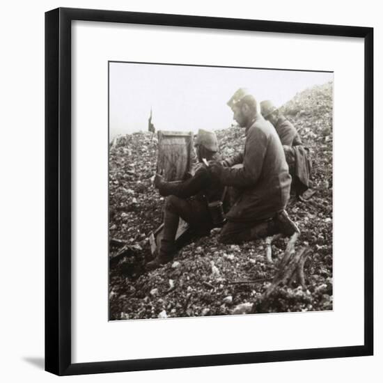 German signallers outside the Fortress of Vaux, Verdun, northern France, c1914-c1918-Unknown-Framed Photographic Print