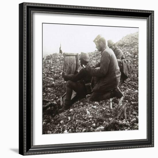 German signallers outside the Fortress of Vaux, Verdun, northern France, c1914-c1918-Unknown-Framed Photographic Print