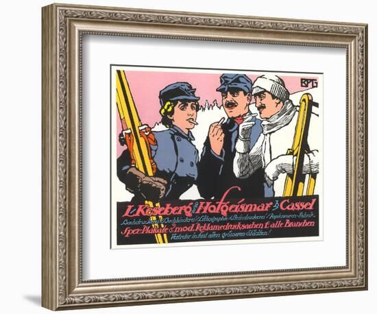 German Skiers Smoking-null-Framed Art Print