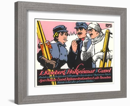 German Skiers Smoking-null-Framed Art Print