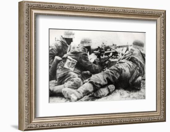 German Soldiers with MG42 General Purpose Machine Gun on a Tripod Mount-null-Framed Photographic Print