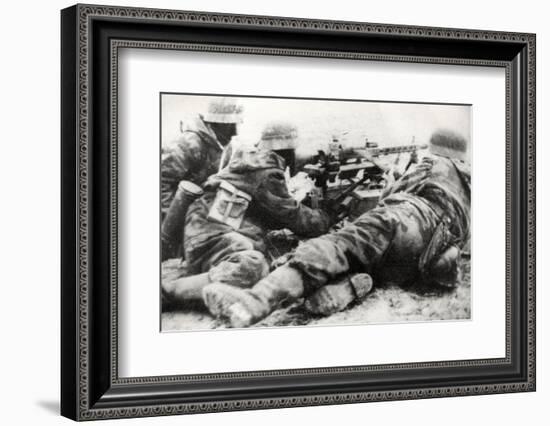 German Soldiers with MG42 General Purpose Machine Gun on a Tripod Mount-null-Framed Photographic Print
