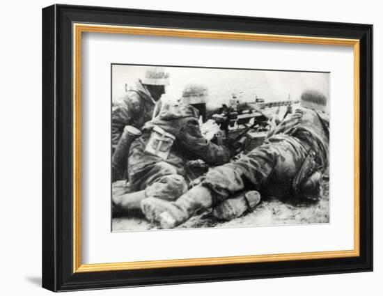 German Soldiers with MG42 General Purpose Machine Gun on a Tripod Mount-null-Framed Photographic Print