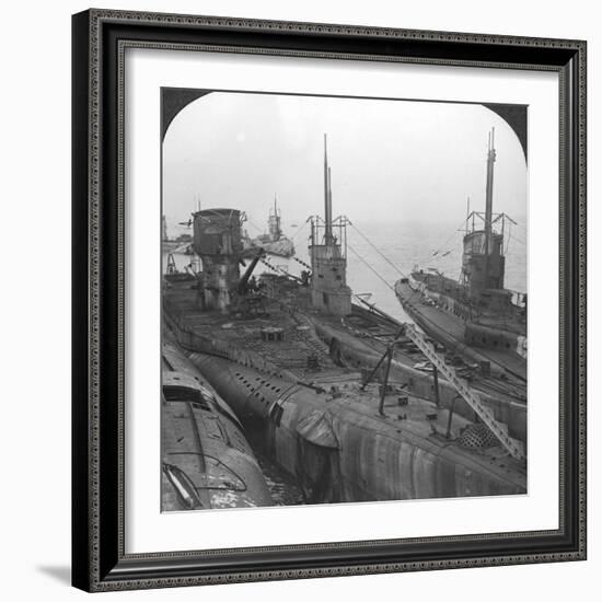 German Submarines Secured in a Channel Port, C1918-C1919-null-Framed Photographic Print