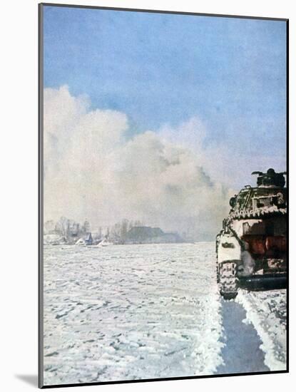 German Tank Fighting in the Snow, Russia, January 1943-null-Mounted Giclee Print