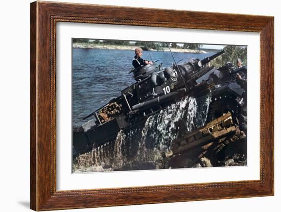 German Tank Fording a River, Russia, 1941-null-Framed Giclee Print