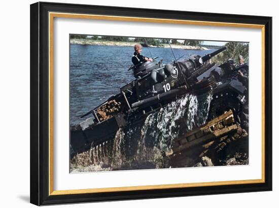 German Tank Fording a River, Russia, 1941-null-Framed Giclee Print