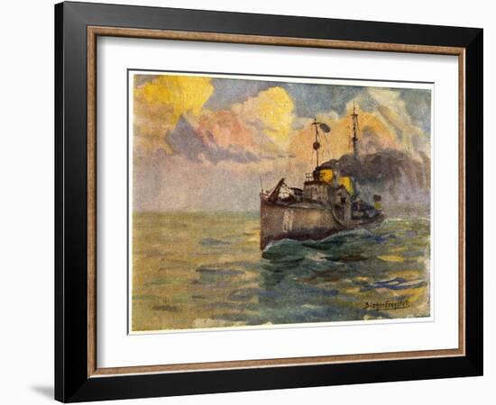 German Torpedo-Boat at Sea-J.g. Siehl-freystett-Framed Art Print