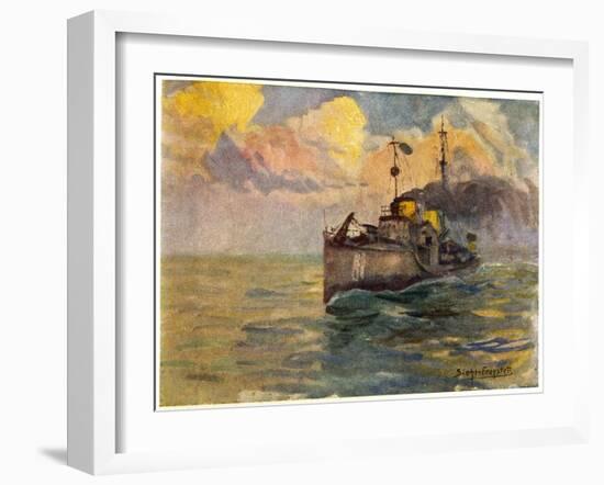 German Torpedo-Boat at Sea-J.g. Siehl-freystett-Framed Art Print