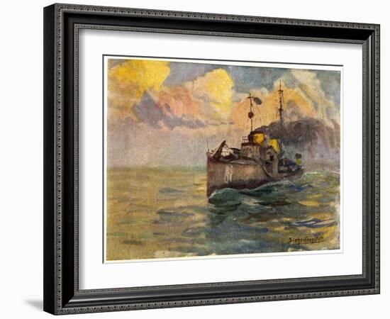 German Torpedo-Boat at Sea-J.g. Siehl-freystett-Framed Art Print