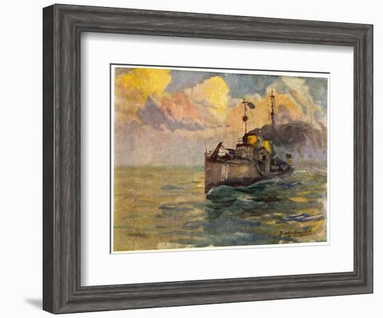 German Torpedo-Boat at Sea-J.g. Siehl-freystett-Framed Art Print