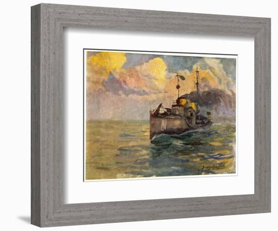 German Torpedo-Boat at Sea-J.g. Siehl-freystett-Framed Art Print