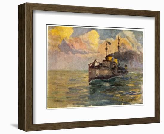 German Torpedo-Boat at Sea-J.g. Siehl-freystett-Framed Art Print