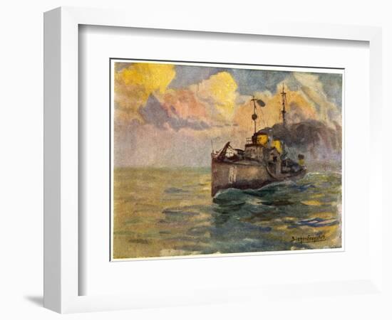 German Torpedo-Boat at Sea-J.g. Siehl-freystett-Framed Art Print