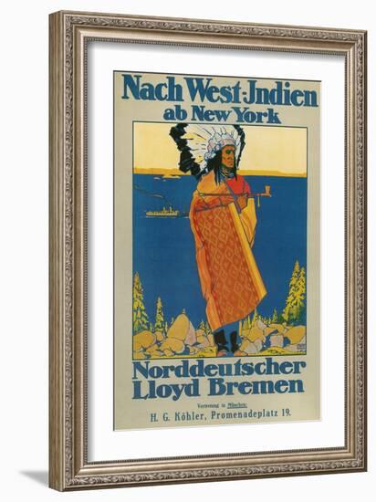 German Travel Poster for America-null-Framed Giclee Print