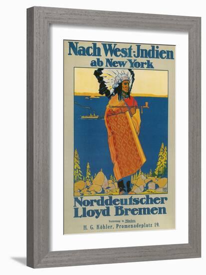 German Travel Poster for America-null-Framed Giclee Print