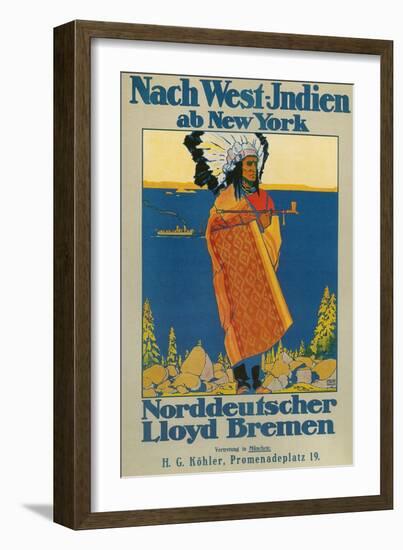 German Travel Poster for America-null-Framed Giclee Print