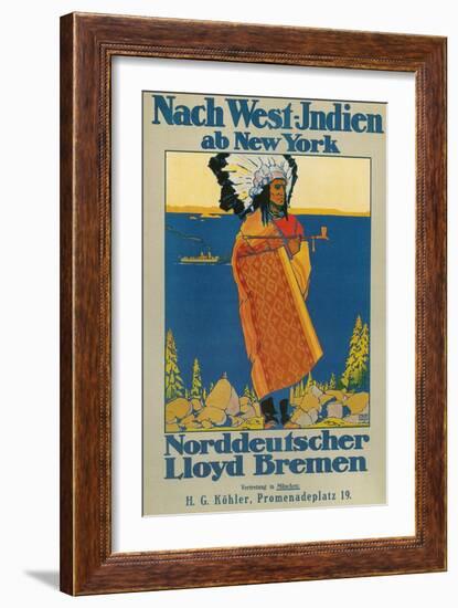 German Travel Poster for America-null-Framed Giclee Print