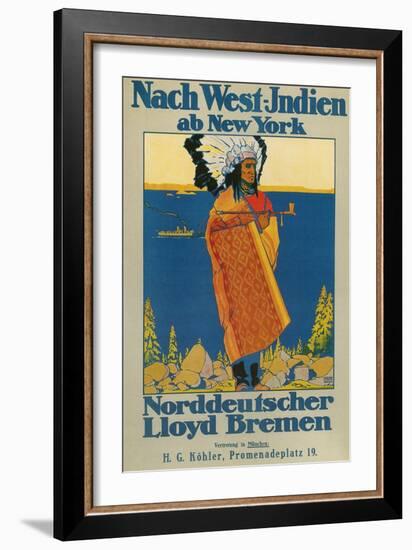 German Travel Poster for America-null-Framed Giclee Print